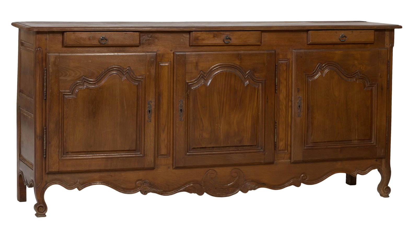 French Louis XV Carved Oak Sideboard, 19th c., H.- 39 in., W.- 83 1/2 in., D.- 20 1/4 in. (1 of 1)