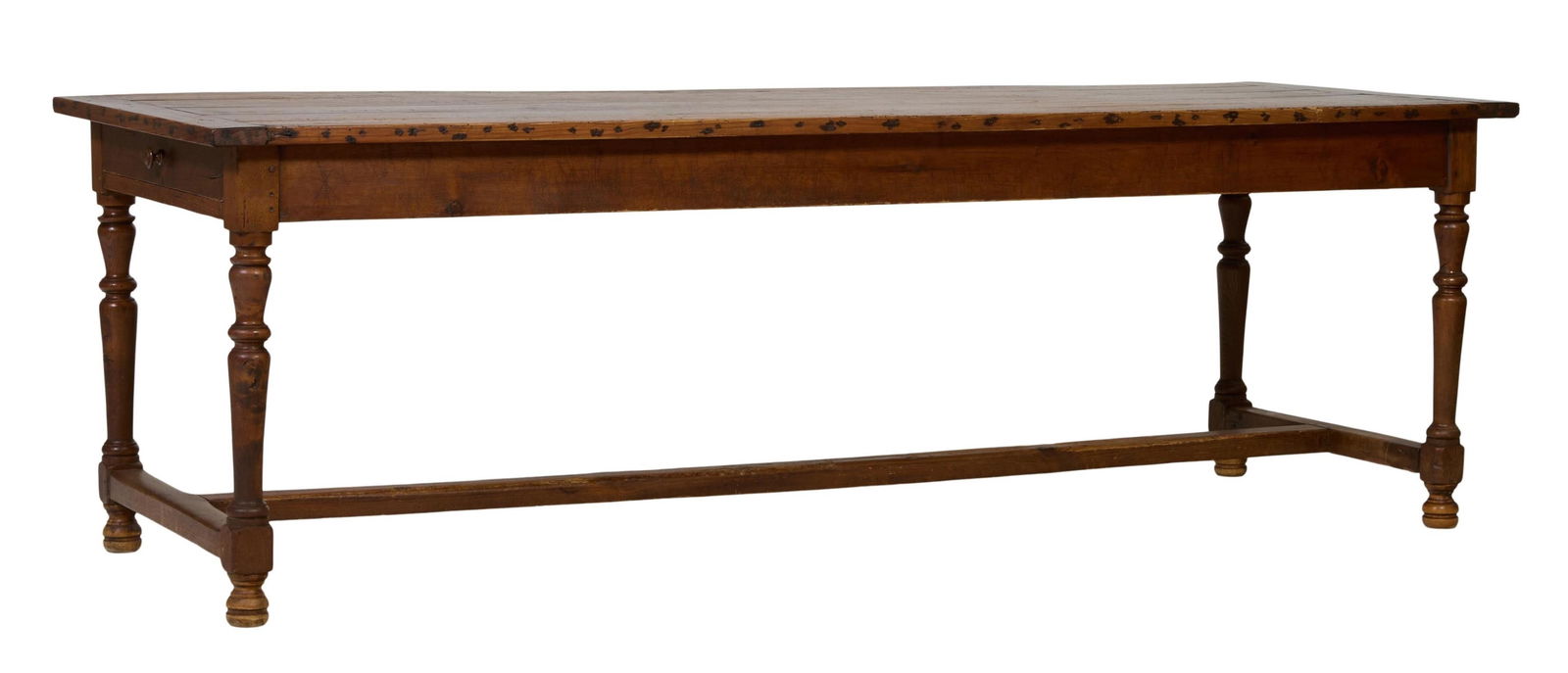 French Provincial Pine and Elm Farmhouse Table, 19th c., H.- 29 1/2 in., W.- 91 in., D.- 33 in. (1 of 2)