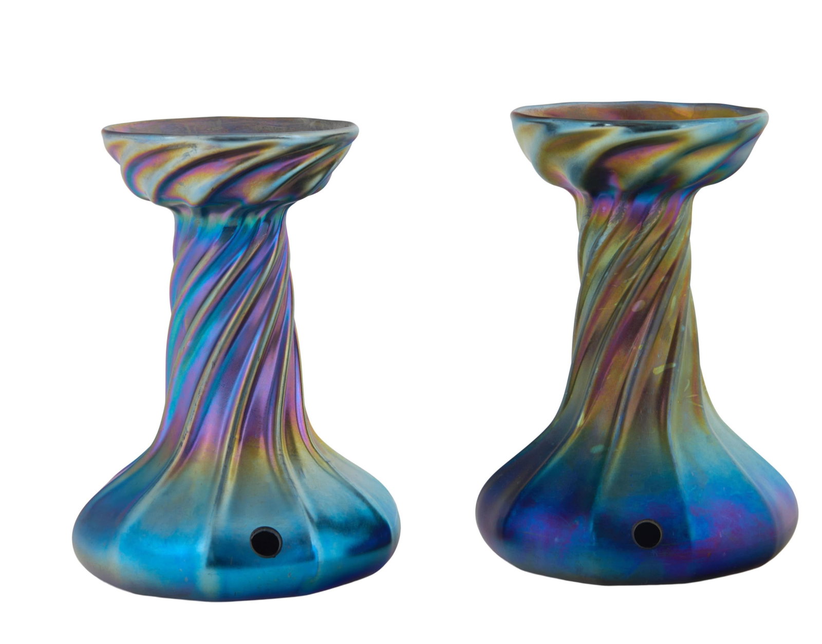 Louis Comfort Tiffany (American/New York, 1848-1933), Pair of Tiffany Favrile Glass Candlesticks, 20 (1 of 12)