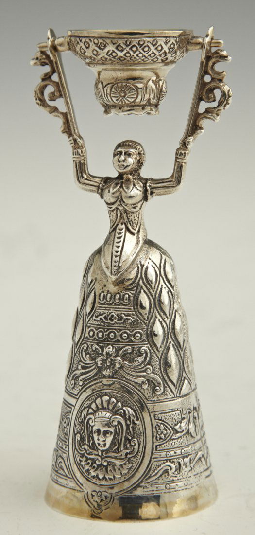 German Sterling Silver Wedding Cup, c. 1950, by Go: German Sterling Silver Wedding Cup, c. 1950, by Godinger, with a gilt rim and a gilt washed interior, H.- 4 1/8 in., Dia.- 1 1/2 in.