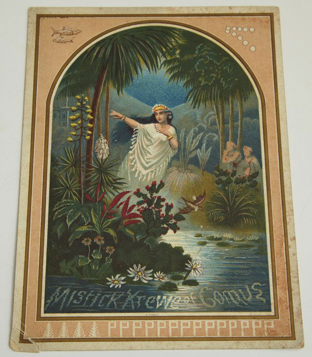 Mardi Gras Ball Invitation, Comus, 1880, unframed,: Mardi Gras Ball Invitation, Comus, 1880, unframed, H.- 8 1/4 in., W.- 6 1/4 in.