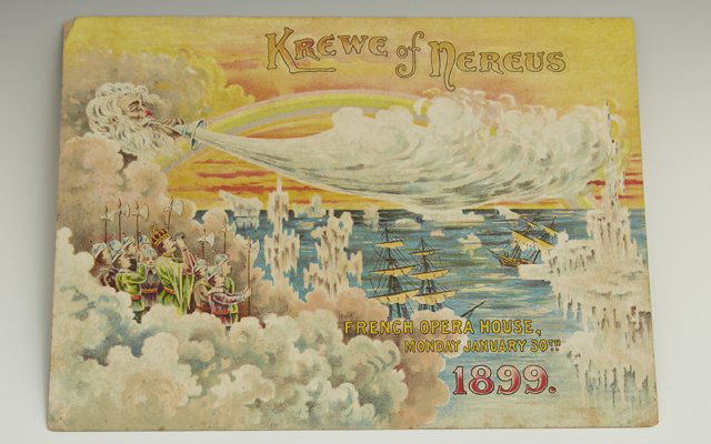 Mardi Gras Ball Invitation, Nereus, 1899, unframed: Mardi Gras Ball Invitation, Nereus, 1899, unframed, H.- 6 5/8 in., W.- 9 in.