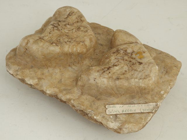 South Arabian Sabaean Carved Alabaster Frieze, c.: South Arabian Sabaean Carved Alabaster Frieze, c. 200 A.D., of the "Bulls of Fertility," H.- 8 1/2 in., W.- 5 1/8 in., D.- 3 3/4 in.