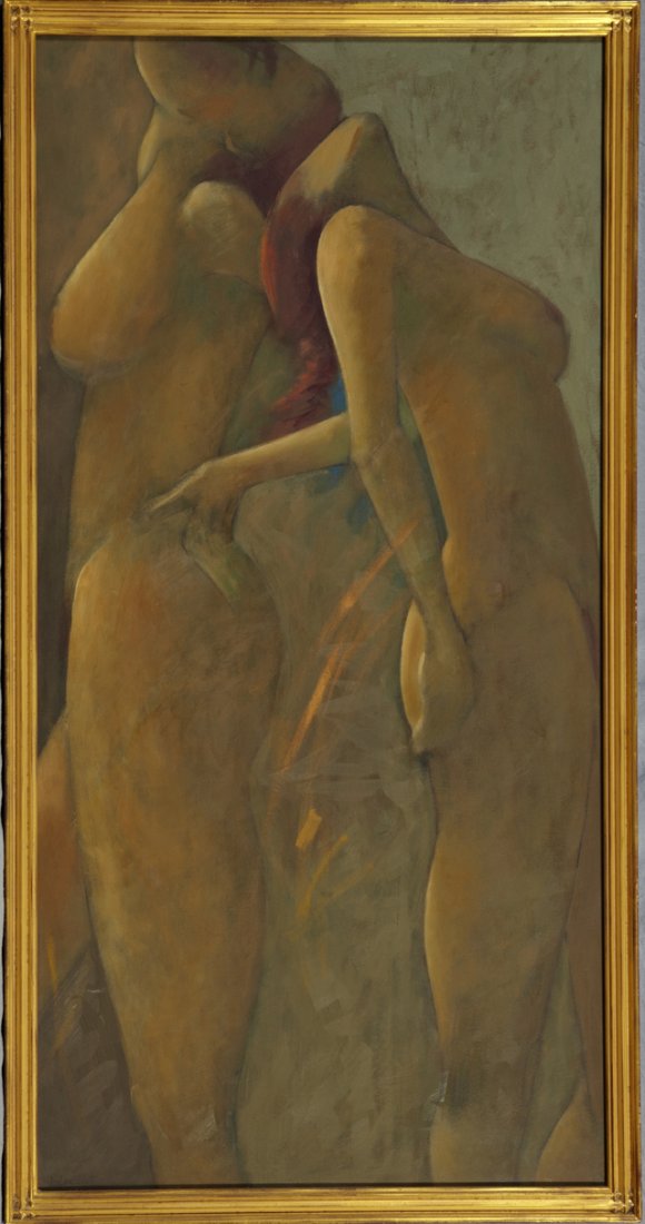 Beth V. Lambert (New Orleans) , "Two Standing Nud: Beth V. Lambert (New Orleans) , "Two Standing Nude Women," 20th c., oil on canvas, signed l.l.," framed, H.- 48 in., W.- 24 in.