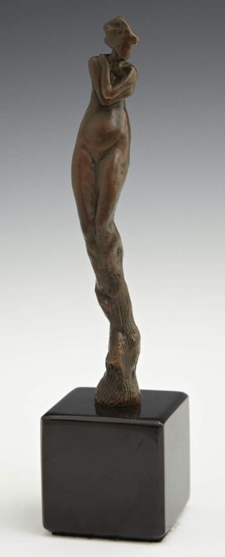 Tom Corbin (1954- ), "Nude Woman with Crossed Arm: Tom Corbin (1954- ), "Nude Woman with Crossed Arms," 20th c. patinated bronze, on a black marble base, signed, H.- 8 5/8 in., W.- 2 1/2 in., D.- 2 1/8 in.