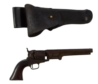 Colt Model 1851 Navy Revolver, 19th c., L.- 13 1/4 in., H.- 5 1/8 in., W.- 1 5/8 in. (2 Pcs.)