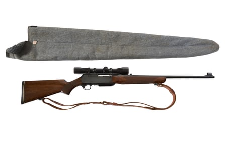 Belgium-Made Browning 7mm Rifle, L.- Barrel- 24 in., Overall- 45 in.; Buttstock- H.- 5 1/2 in., D.-