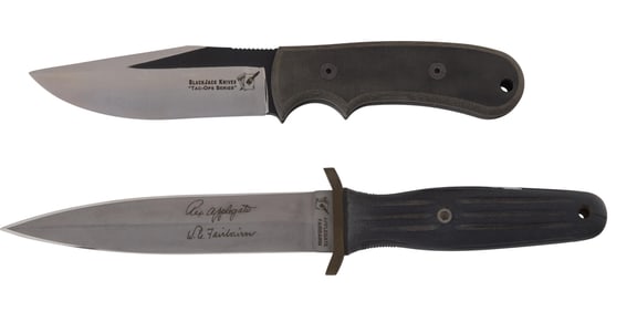 Two Tactical and Combat Knives, 21st c., Longer- L.- Blade- 5 3/4 in. (2 Pcs.)