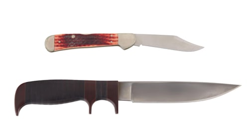 Two Knives, 21st c., Longer- L.- Blade- 5 in. (2 Pcs)