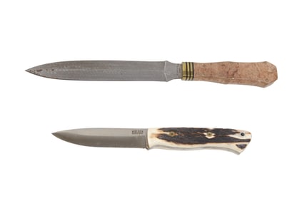 Two Bark River Knives, 21st c., Longer- L.- Blade- 7 3/4 in. (2 Pcs.)