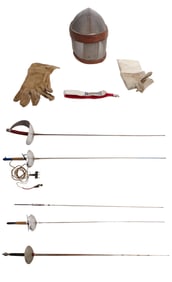 Eight Piece Fencing Set, 20th c., L.- Blade- 34 in. (9 Pcs.)