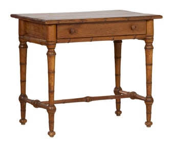 English Pine Faux Bamboo Writing Table, 19th c., H.- 29 in., W.- 32 1/2 in., D.- 22 1/2 in.