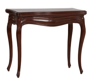 French Louis XV Style Carved Walnut Games Table, late 19th c., Closed- H.- 29 1/4 in., W.- 34 in.,