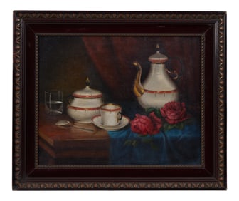 R. Elstner (American, 1856-1926), "Tea Time," H.- 15 in., W.- 19 in., Framed- H.- 20 1/2 in., W.- 24
