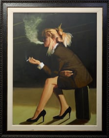 Peter O'Neill (American/Florida, b. 1960), "Waiting on a Train," 2012, H.- 40 in., W.- 30 in.,