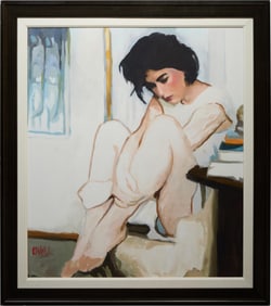 Peter O'Neill (American/Florida, b. 1960), "Woman in White Seated by a Window," H.- 45 in., W.- 39