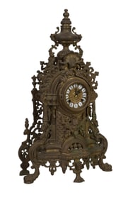 Impressive French Bronze Louis XV Style Mantel Clock, late 19th c., H.- 24 in., W.- 15 in., D.- 6