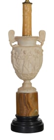Relief Carved Marble Urn Lamp, early 20th c., H.- 18 in., Dia.- 4 1/2 in.