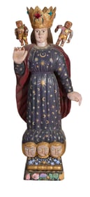Large South American Religious Female Santo, 19th c., H.- 40 1/2 in., W.- 16 in., D.- 9 1/2 in.