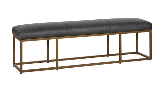 Contemporary Leather and Metal Long Bench, 21st c., H.- 20 in., W.- 72 in., D.- 18 in.
