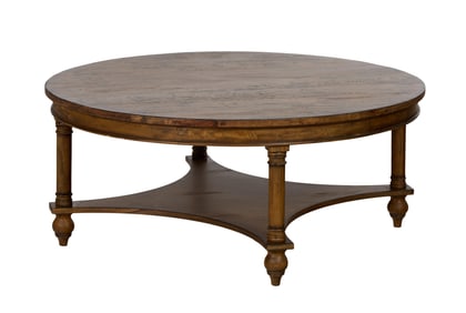 Tuscan Inspired Mahogany Low Table, 21st c., H.- 21 1/4 in., Dia.- 48 in.