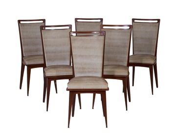 Group of Six Art Nouveau Dining Chairs, 20th c., Each- H.- 38 in., W.- 17 1/2 in., D.- 17 in. (6