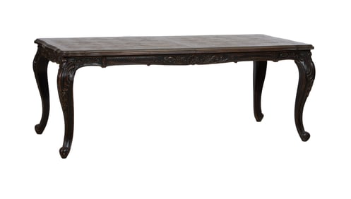 Louis XV Style Mahogany Parquetry Extension Dining Table, 21st c., H.- 31 in., W.- 82 in., D.- 39