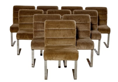 Ten Lugano Cantilever Dining Chairs, by Frank Mariani for Pace Collection, c. 1970, Each- H.- 33