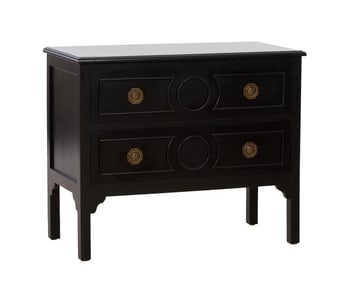 Italian Inspired Polychromed Mahogany Commode, 21st c., H.- 31 1/2 in., W.- 38 in., D.- 18 in.