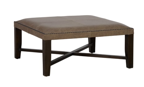 Robust Contemporary Leather Ottoman, 21st c., H.- 17 in., W.- 39 in., W.- 39 in.