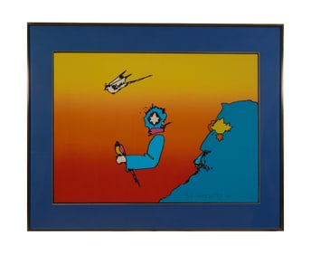 Peter Max (German/American/New York, b. 1937), "Cosmic Ride with Birds," 1972, Sight- H.- 21 1/4 in.