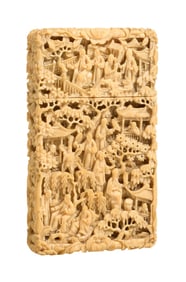 Chinese Carved  Card Case, 19th c., H.- 3 3/4 in., W.- 2 1/4 in., D.- 5/8 in.
