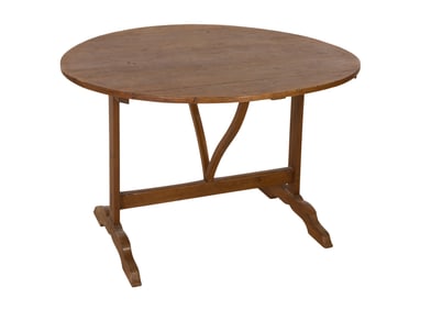 French Provincial Carved Walnut Wine Tasting Table, 19th c., Closed- H.- 50 1/4 in., W.- 45 1/4 in.,