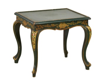 Italian Polychromed Side Table, early 20th c., H.- 18 in., W.- 23 in., D.- 19 in.