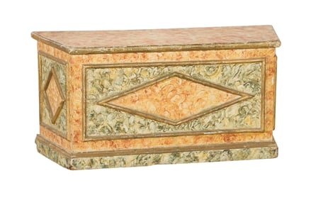 Italian Faux Marble Painted Low Plinth Saint's Statue Pedestal, 19th c., H.- 14 1/4 in., W.- 29 1/2