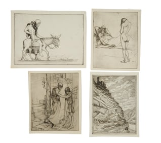 Ellsworth Woodward (American/New Orleans, 1861-1939), Four Etchings on Paper, Largest- H.- 9 5/8