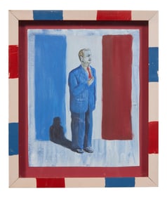 Attributed to Charles Keiger (American, b. 1957), "Politician in front of French Flag, Possibly