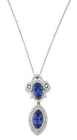 Platinum Tanzanite and Diamond Pendant, by Oscar Friedman, Total Tanzanite Wt.- 9.70 carats, Total