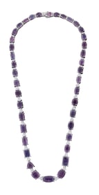 Platinum Kashmir Sapphire and Diamond Link Necklace, by Shefield & Sons, Total Sapphire Wt.- 54.31