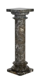 Continental Variegated Gray Marble Pedestal, 20th c., H.- 42 1/2 in, W.- 13 in., D.- 13 in.