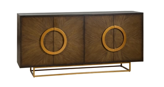 Mid-Century Modern Inspired Mahogany Sideboard, 21st c., H.- 36 1/4 in., W.- 75 in., D.- 18 in.