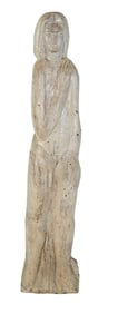 Continental School, "Biblical Male Wood Figure," 20th c., H.- 21 in., W.- 4 3/8 in., D.- 2 in.