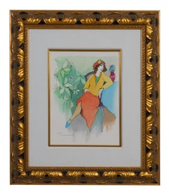 Itzchak Isaac Tarkay (Serbian/Israeli, 1925-2012), "Mysterious Glance," Sight- H.- 13 in., W.- 9 3/4