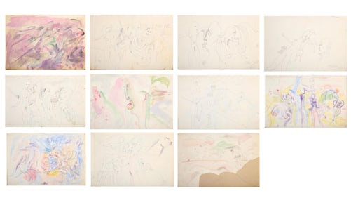 Noel Rockmore (American/Louisiana, 1928-1995), Sketchbook with Eleven Sketches, Each Page- H.- 12