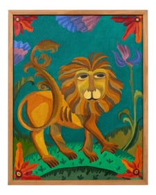 Russian School, Possibly Vagram, "Lion," 1991, H.- 19 1/2 in., W.- 15 1/2 in., Framed- H.- 20 3/8