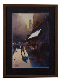 Alvaro Castagnet (Uruguayan/Australia, b. 1954), "Sidewalk Cafe," Sight- H.- 21 1/2 in., W.- 14 1/2