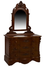 American Carved Rosewood Dressing Chest, New York City, mid 19th c., H.- 76 1/2 in., W.- 43 3/4 in.,