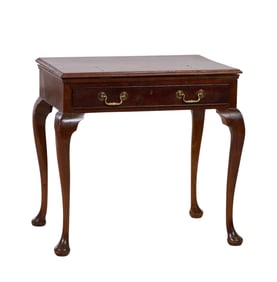 English Flip Top Mahogany Library Table, 19th c., H.- 30 1/2 in., W.- 32 in., D.- 23 1/2 in.