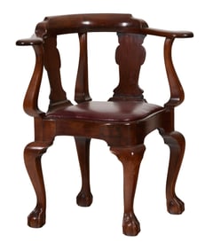 English Chippendale Mahogany Roundabout Armchair, 18th c., H.- 34 1/2 in., W.- 32 in., D.- 27 in.