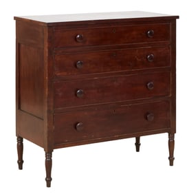 American Federal Mahogany Chest of Drawers, early 19th c., H.- 41 1/4 in., W.- 40 1/2 in., D.- 20